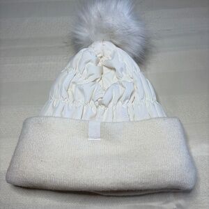 Skora, Pomp Pomp Faux Fur Hat with Puffer Style